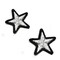 6 Pieces Metalic Silver and Black Iron On Star Patch Applique for Clothing 1.25 inch Width